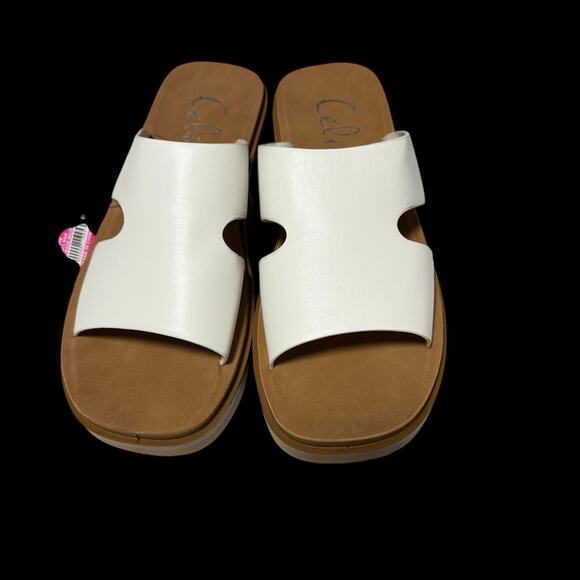 CELIA Raya H Band Slide - Womens White sandals slip on SZ/7 - Picture 2 of 12